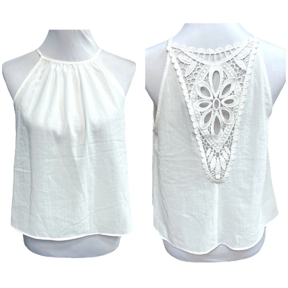 Zara Floral Lace Back Tank Top White Size XSmall - Picture 10 of 10